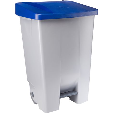 CONTENEDOR SELECTIVO TAPA AZUL PEDAL Y RUEDAS
