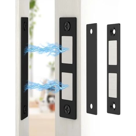 2PCS Mince Aimant Porte Placard Puissant Loquet de Porte Magnétique pour Porte d'armoire,Aimant Fermeture pour Porte Coulissant (1/4)