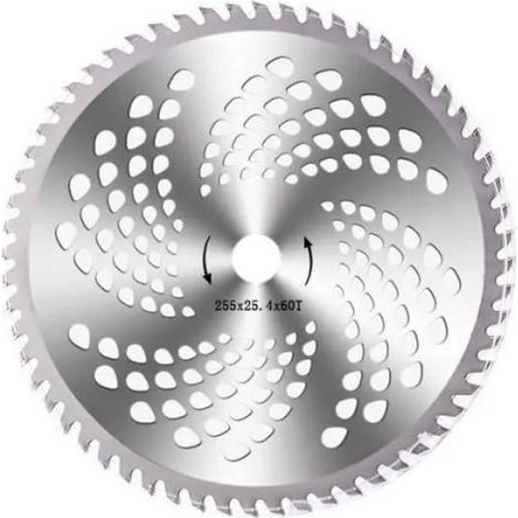 Disque de Coupe - 255 mm - 60 Dents - Pour Débroussailleuse - Acier au Manganèse - 1 Pièce (1/4)