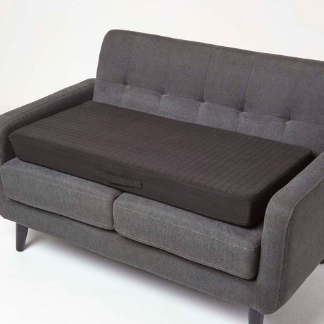 HOMESCAPES Sitzauflage Velours schwarz, 100 x 50 cm - großes Sitzkissen orthopädisch