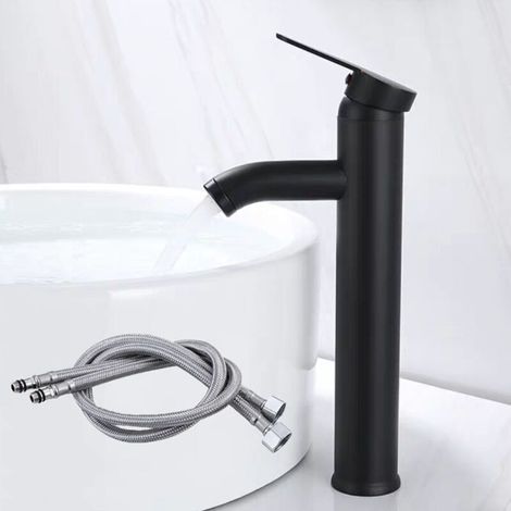 Grand robinet de salle de bain chaud et froid, surface froide, tête spéciale Dragon, robinet mixte spécial Myled, robinet de salle de bain noir (1/5)