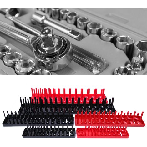 Ensemble de 6 supports pour clés à douille (métriques/pouces) - Plateau multifonctionnel en plastique pour clés à douille (1/5)