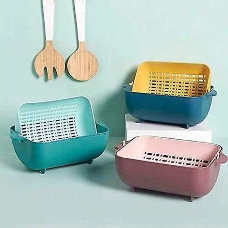 Küchensieb- und Schüsselset, 2-in-1 multifunktional, groß, aus Kunststoff