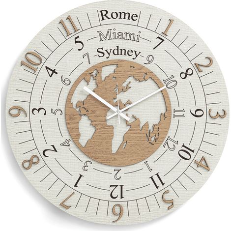 Orologio rotondo moderno TIME ZONE in legno laminato D30cm TTE