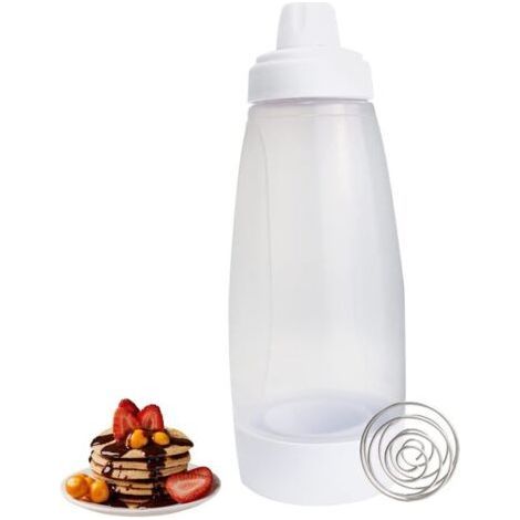 Shaker Crepes Dispenser Paste Squeeze Bottle with Mixing Ball for Pancakes Waffle Takoyaki Vinaigrette (1/4)