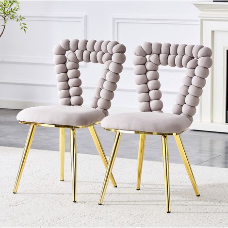 chaise salle a manger lot 2 design velours métal gris OKMYHOME (1/5)