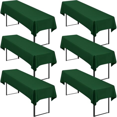6er Set Biertischdecken Dunkelgrün 250x100cm, Polyester, Waschbar, Knitterfrei