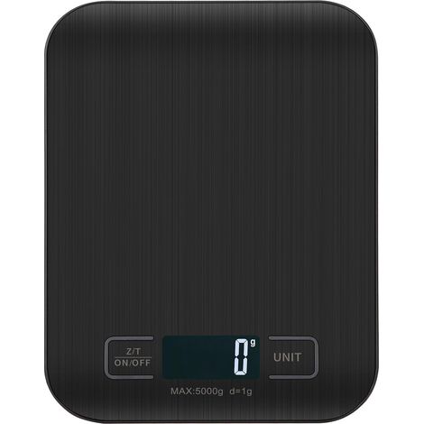 Bilancia da cucina digitale, bilancia digitale professionale 5 kg - Misurazione precisa fino a 1 g, bilancia da cucina elettronica con schermo LCD, funzione tara. (Nero - 5 kg) (1/5)