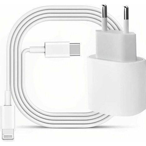 Chargeur 20W USB-C PD et Câble Lightning 1,8m Certifié MFi pour iPhone 14 à SE iPad Pro - (1/5)