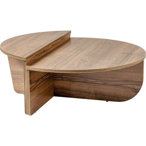 Table basse modulable ronde effet Noyer Ø90 cm - Selma (1/5)