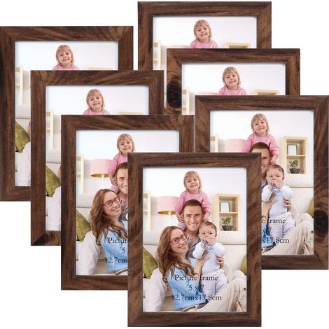 Cadre Photo 13x18 cm Lot de 7, Cadre Photo Rustique Marron pour Chambre, Galerie, Maison, Bureau et Salon (1/5)