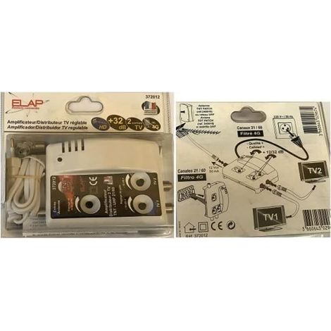 AMPLIFICATEUR/ DISTRIBUTEUR TV REGLABLE REF 372012 ELAP HDME
