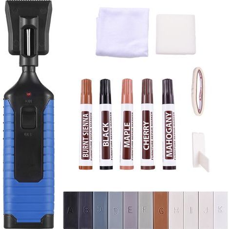 Kit di riparazione per laminato, cera dura, legno, parquet, vinile, piastrelle, kit di riparazione per mobili, cera riparatrice per graffi, danni, fori, piani di lavoro, mobili in legno, PVC (1/5)