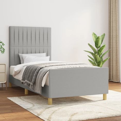 Cadre de lit sans matelas gris clair 90x190 cm tissu (1/5)