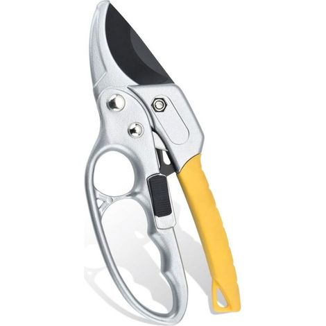 Sécateur Taille, Sécateur à cliquet, Taille Manuelle à Cliquet Coupe, Sécateur à cliquet, avec manche à conception ergonomique, acier à haute teneur en carbone, pour Arbre, Plantes Vivantes (1/4)