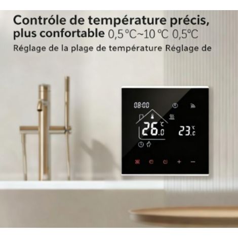 Elektrischer Fußbodenheizungsthermostat M4A (schwarz) – App- und Sprachsteuerung (Alexa, Google Home, Yandex Alice), 16 A, 3200 W, 220 V Wechselstrom, Schutzart IP20 – Intelligente Heizung für vernetz