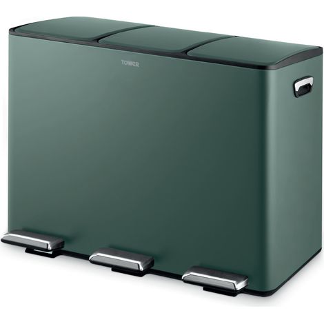 Tower Recycling Pedal Bin, Forest Green T838021FOR
