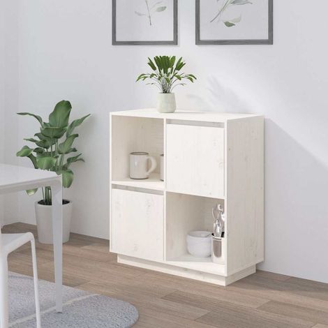 vidaXL Aparador de madera maciza de pino blanco 74x35x80 cm (1/5)