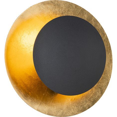 Qazqa – Applique murale Art déco noire et or – 1 lumière E27 – Dimensions L 30 cm – Éclairage intérieur pour salon, chambre, cuisine, salle à manger (1/5)