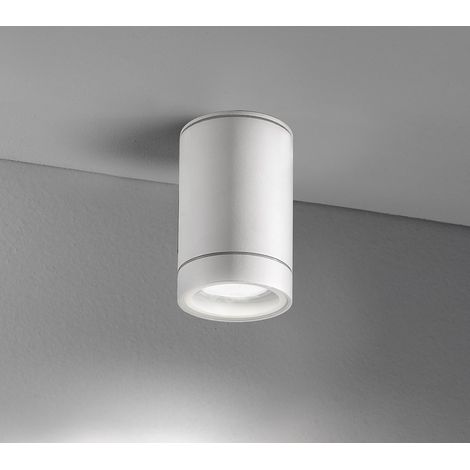 Plafoniera Cilindrica Esterno Moderno Pendo Metallo Bianco Vetro 1 Luce Gu10 (1/2)