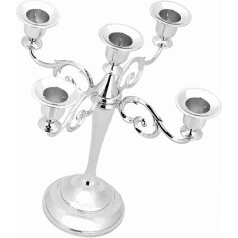 Chandelier vintage à 5 bras en métal argenté, idéal pour les mariages et la décoration intérieure (1/5)