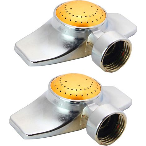 Juego de 2 aspersores de jardín de aleación de zinc con rotación automática de 360° para césped y riego exterior, sistema de riego giratorio robusto. (1/5)