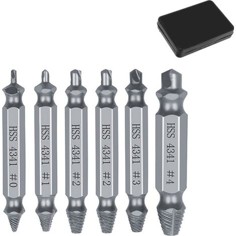 6 Pièces Endommagé vis Extracteurs Dénudés, Extracteur de Vis, Extracteur de Boulons Cassés en Acier HSS 4341, pour Boulons ou Vis Endommagés (1/5)