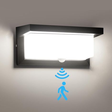 18-W-Außenleuchte mit Kabel und Bewegungsmelder, Schutzart IP65, Aluminiumgehäuse, LED-Beleuchtung, für den Innen- und Außenbereich, Wandmontage, weißes Licht (1/5)