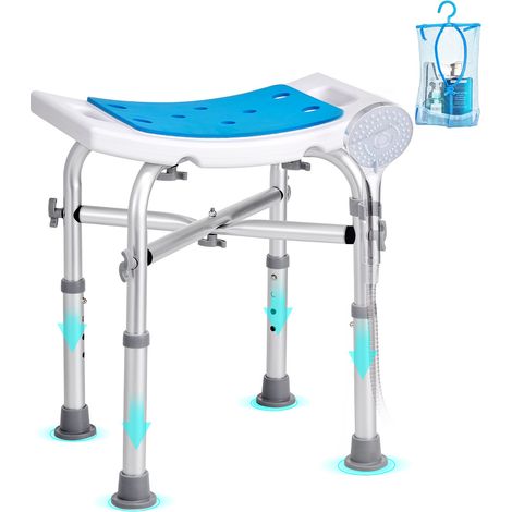 Siège de Douche Antidérapant Hauteur Réglable 405-480 mm Tabouret de Douche Charge 226,8 kg Chaise de Douche en Alu et PE Aide à la Douche pour Personnes Âgées Femmes Enceintes Salle de Bain (1/5)
