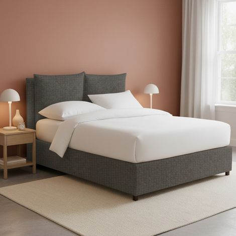 Letto Piazza e Mezza Falmouth, Sfoderabile, Contenitore Made in Italy, Grigio Tortora (1/5)