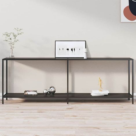 Table console Noir 220x35x75,5 cm Verre trempé (1/5)
