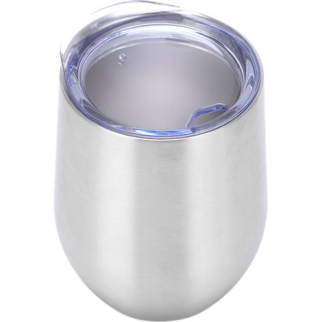 12 oz Verres à Vin Sans Pied en Acier Inoxydable avec Couvercle Trou Paille Double Paroi Tasses Isothermes de Voyage (1/5)