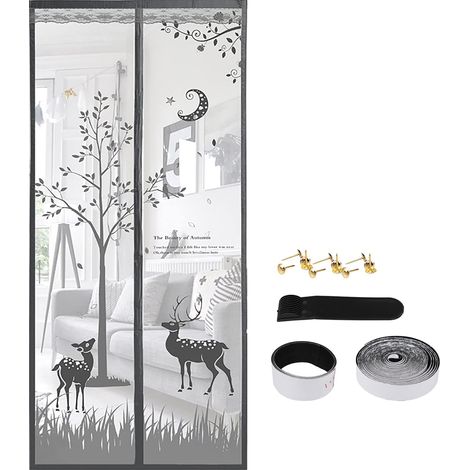 QAZQA Moustiquaire Magnétique，100×210cm Porte Rideau en Maille Rideau de Porte Antimoustique Fermeture Automatique avec Fixation Velcro Maintient l'Air Frais à l'Intérieur
