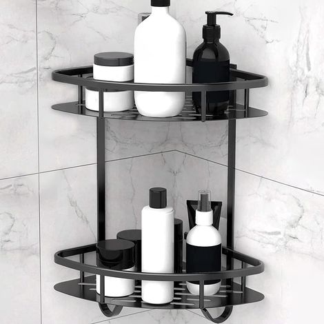 Estante de ducha de aluminio sin necesidad de taladrar, soporte para gel de ducha y accesorios, para un almacenamiento óptimo en el baño.