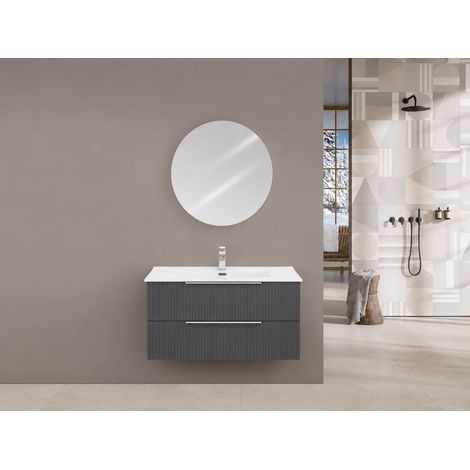 MOBILE BAGNO BURANO 100CM GRIGIO CANNETTATO (1/5)