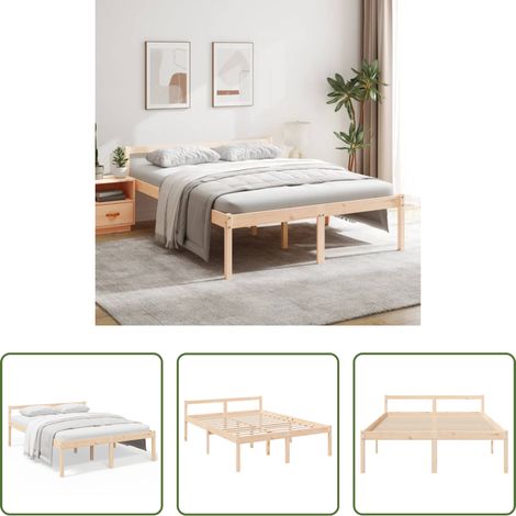 vidaXL Cadre de lit - Lit pour personne âgée sans matelas 160x200 cm bois pin massif (1/5)