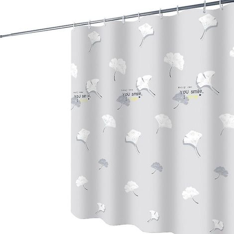 motif Feuille Ginkgo Gris Rideau Douche, Rideau De Douche 180x180 Cm, Rideaux De Douche Polyester Lavable En Machine Avec Ourlet Infrieur Lest Et (1/5)