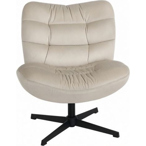 Poltrona lounge girevole in ciniglia crema HOMVRA (1/4)