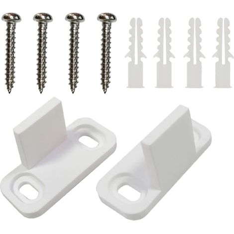 2 pièces guide de sol pour porte de grange coulissante, blanc (1/5)