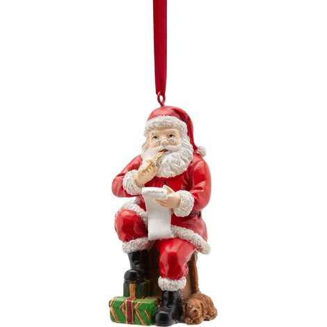 Babbo Natale seduto statuetta decorativa con vestiti rossi e bianchi da 11 cm