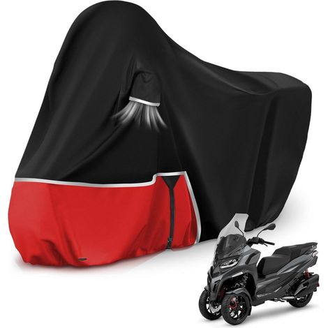 Motorradabdeckung wasserdicht für Piaggio MP3 400/500 (ohne Kofferraum) 420D Oxford Schwarz/Rot (1/5)