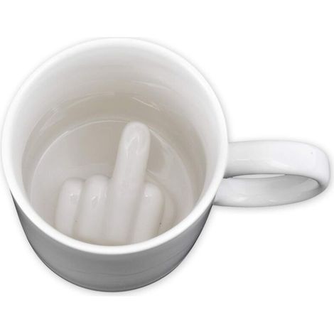 350 ml Kaffeetasse mit Mittelfinger-Motiv, Keramiktasse, originelles Geschenk – Weiß (1/5)