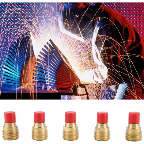 Lot de 5 corps de pince à lentille à gaz 45V43 de 1,6 mm (1/16") pour torche de soudage TIG WP-9/20/25 (1/5)