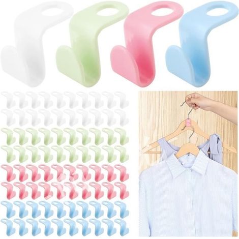 Crochet Cintre, 80 Pièces Crochet de Connexion de Cintre,Mini Cintres en Cascade Organisateur pour Garde-Robe/Placard Porte Cintre (1/4)
