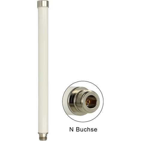 Antenne wlan n-buchse 802.11 ac/a/h/b/g/n 6  8 dbi 280 mm omni starr weiÃ outdoor delock
