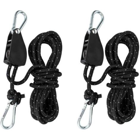 Poulie avec tendeur de câble, cliquet avec corde de 4 mètres, poulie avec tendeur de tente, corde de traction avec frein de corde, convient pour le camping, voile d'ombrage, tente ，(2pcs-11 x 8 x 2,5
