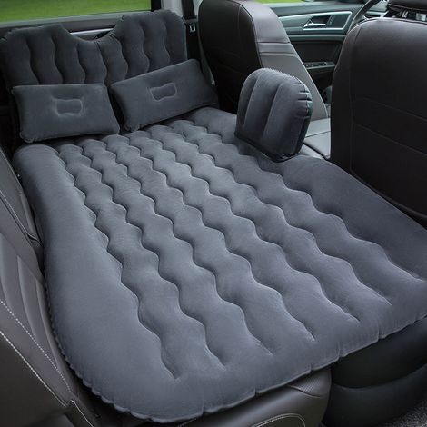 Aufblasbare Auto-Matratze für die Rückbank, tragbares Samt-Schlafbett mit Pumpe, 2 Kissen und funktioneller Decke, Outdoor-Luftkissen, für Reisen, Camping, Wandern, Picknicks