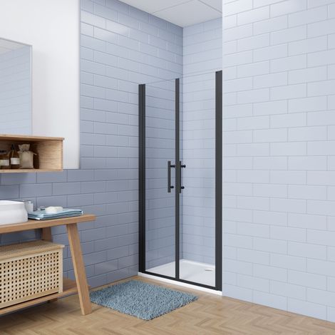 AICA 70x195cm schwarze Doppel Pendeltür Duschtür mit 6mm Nano NANO ESG Sicherheitsglas Dsuchabtrennung Duschwände (1/5)