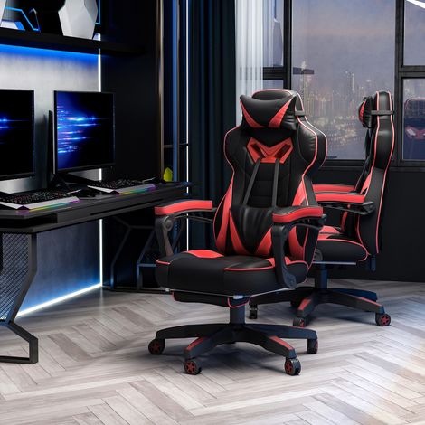Sedia gaming ergonomica reclinabile con poggiapiedi OKMYHOME (1/3)