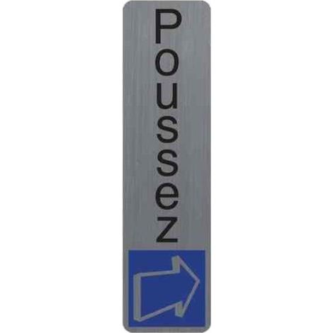 Plaque de signalisation - EXACOMPTA - Poussez - Aluminium brossé - Auto-adhésif - 44 x 165 mm (1/3)